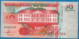 SURINAME 10 GULDEN 09.07.1991 # AC325187 P# 137a Toucan  Central Bank Building - Surinam