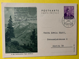 18061 - Cachet Besucht Die 5. Liechtenstein Briefmarken Ausstellung 11.08.1940 Sur Entier Postal Alpen Malbun - Entiers Postaux