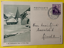 18067 -  Cachet 600 Jahre Vaduz 03.05.1942 Sur Entier Postal In Den Liechstensteiner Alpen Im Winter - Enteros Postales
