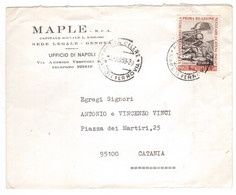 J40   Storia Postale 1968 Enrico Fermi £.50 Isolato In Tariffa Su Lettera Commerciale Da Napoli - 1961-70: Marcofilia