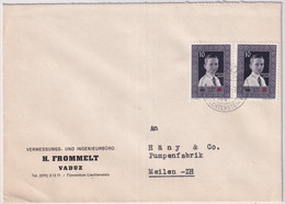 Zumstein 282 / Michel 338 Auf Firmenbrief H. Frommelt Vaduz Vermessungs- Und Ingeneurbüro - Cartas & Documentos