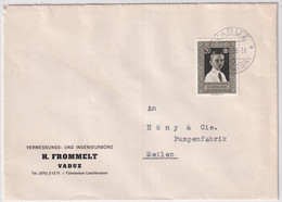 Zumstein 296 / Michel 352 Auf Firmenbrief H. Frommelt Vaduz Vermessungs- Und Ingeneurbüro - Covers & Documents