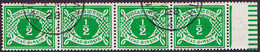 Ireland Postage Due 1925 Watermark SE ½d Green Marginal Strip Of 4 Brilliant Fresh Used 1928 Dublin Cds - Postage Due