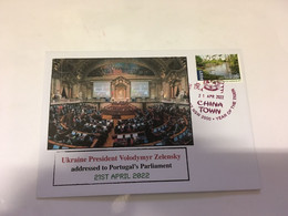 (3 H 40) UKRAINE President Address To Portugal Parliament (21st April 2022) With OZ Stamp - Storia Postale