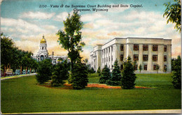 Wyoming Cheyenne Vista Of Supreme Court Building And State Capitol Curteich - Cheyenne