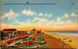 Florida Daytona Beach General View Ocean Front Park And Boardwalk 1956 - Daytona