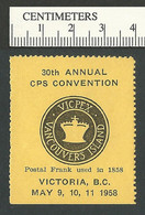 B68-52 CANADA 1958 VICPEX Philatelic Exhibition Victoria MNH - Viñetas Locales Y Privadas