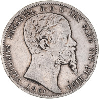 Monnaie, États Italiens, SARDINIA, Vittorio Emanuele II, 5 Lire, 1851, Genoa - Piemonte-Sardinië- Italiaanse Savoie
