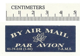 B68-64 CANADA Air Mail Par Avion 1966 Etiquette Label Used - Viñetas Locales Y Privadas