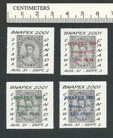 B68-86 CANADA BNAPEX 2001 Philatelic Exhibition Set Of 4 MNH - Local, Strike, Seals & Cinderellas