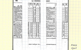 18 Cher - Horaire Horaires Trains Chemins Fer Ligne économique De La Guerche à Argent - E - Chaix - Mars 1926 - Train - Europa