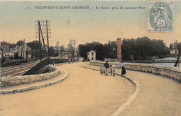 VAL DE MARNE  94  VILLENEUVE SAINT GEORGES - LA ROUTE PRISE DU NOUVEAU PONT - CARTE TOILEE - Villeneuve Saint Georges