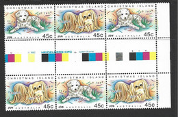 Christmas Island 1994 Chinese New Year Dog Pairs X 3 In Gutter Block Of 6 MNH - Christmas Island