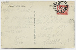 PASTEUR 90C ROUGE SEUL CARTE DAGUIN BORGNE ANNECY 6.8.1927 HAUTE SAVOIE POUR SUISSE - 1922-26 Pasteur