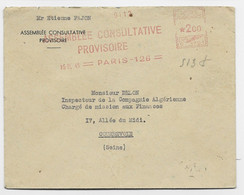 EMA 2.00 ASSEMBLEE CONSULTATIVE PROVISOIRE PARIS 126. 15.IX.1945 LETTRE ENTETE CONCORDANTE - Freistempel