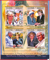 A0934 - GUINE BISSAU - 2016 IMPERF SHEET - Lady D Diana  MOTHER THERESA Pope - Moeder Teresa