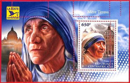 A1591 - CENTRAL AFRICAN R - ERROR: MISSPERF SOUVENIR S - 2018, Mother Theresa - Moeder Teresa