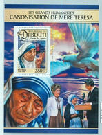 A1701 - DJIBOUTI, ERROR: MISSPERF, S/S -  Mother Theresa, Reagan, Dove LADY D - Mère Teresa