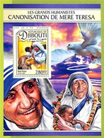 A1705 - DJIBOUTI, ERROR: MISSPERF, S/S - 2016, Mother Theresa, Medicine, Doves - Mother Teresa