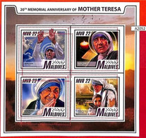 A2052 - MALDIVES, ERROR: MISPERF, MINIATURE S - 2017, Mother Theresa, Medicine - Mother Teresa