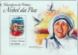 M1619 - S TOME & PRINCIPE, ERROR, 2013 MISPERF Stamp SHEET: Nobel Mother Theresa - Mother Teresa