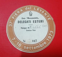 1973  FIERA DEL LEVANTE   BARI  TALLONCINO INGRESSO AUTO CAR  ARCH CAT27PAG5 - Transporte