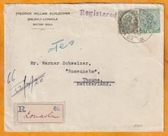 1920 - Enveloppe Recommandée De Malavli Poona, Inde, GB Vers Thune Thun, Suisse - 4 1/2 Annas - 1911-35 Koning George V
