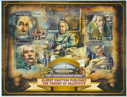 A1036- MALDIVES, ERROR, MISPERF Miniature S: 2015, Einstein, Relativity, Science - Albert Einstein