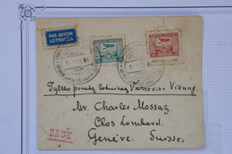 AU11 POLOGNE  BELLE LETTRE 1928 VARSAW  POUR GENEVE SUISSE+DRUK++BORD DE FEUILLE +++AFFRANCH. INTERESSANT - Avions