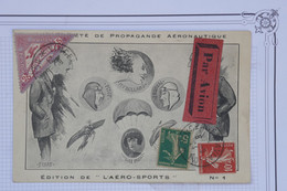 AU11 FRANCE  BELLE CARTE  1924 PAR  AVION EXPEDITION FREDROU  POUR PARIS +VIGNETTE VINCENNES MEETING+AFFRANCH. PLAISANT - 1960-.... Storia Postale