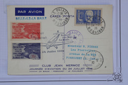 AU11 FRANCE  BELLE CARTE  1938 MEETING LA BAULE  LE PALAIS POUR ISLE +VIGNETTE MERMOZ  ++AFFRANCH. PLAISANT - 1960-.... Briefe & Dokumente