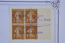 AU11 FRANCE  BEAU BLOC SEMEUSE SUR FRAG. LETTRE 1938 OBLITERATION MEETING  LA BAULE +AFFRANCH. PLAISANT - 1960-.... Cartas & Documentos