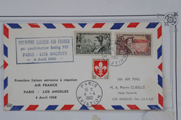 AU11 FRANCE  BELLE LETTRE  1959  IERE LIAISON AIR FRANCE PARIS LOS ANGELES USA  + AFFRANCH. PLAISANT - 1960-.... Covers & Documents