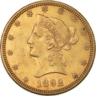 Monnaie, États-Unis, Coronet Head, $10, Eagle, 1892, U.S. Mint, San Francisco - 10$ - Eagle - 1866-1907: Coronet Head