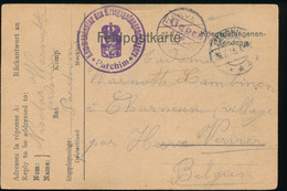 KRIEGSGEFANGENENSENDUNG   1915 LAGER PARCHISSE MECKLENBURG   NAAR VERVIERS    2 SCANS - Kriegsgefangenschaft