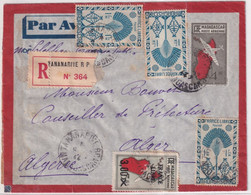 1944 - MADAGASCAR - DOUANES AU VERSO ! ENV. ENTIER PRECURSEUR AEROGRAMME RECOMMANDEE CENSUREE ! De TANANARIVE => ALGER ! - Covers & Documents