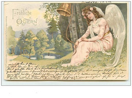 N°8082 - Carte Fantaisie - Frohliche Ostern - Ange Sonnant Une Cloche - Meissner - Easter
