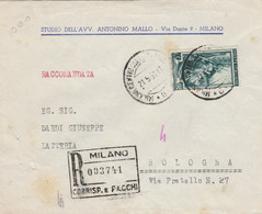 RACCOMANDATA 1951 L.65 TIMBRO MILANO BOLOGNA (RY5455 - 1946-60: Marcofilie
