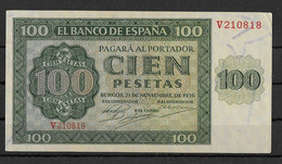 ESPAÑA. EDIFIL 421a  21 NOVIEMBRE 1936 SERIE V.  CONSERVACIÓN EBC+ - 100 Pesetas