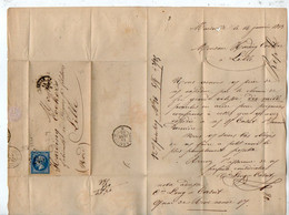TB 3445 - 1863 - LAC - Lettre De La Cie LONG & CASUT à MARSEILLE Pour Mr HARDING COCKER à LILLE - 1849-1876: Période Classique