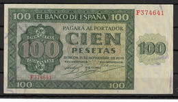 ESPAÑA. EDIFIL 421a 100 PTAS 21 DE NOVIEMBRE 1936 SERIE F CONSERVACIÓN EBC - 100 Pesetas