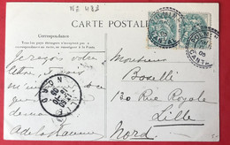 France N°111 (x2) Sur CPA, TAD Perlé Polminhac, Cantal 1905 - (C348) - 1877-1920: Période Semi Moderne