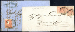 Cover 1858/60, 2 Lettere Con Il Bollo Della Statione "S.ta Lucia In Venezia" Nei Due Tipi, Una Affrancata Con Due 15 C.  - Lombardije-Venetië