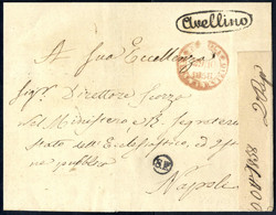 Cover 1858, Lettera Da Avellino Il 29.10 Per Napoli, Sul Recto Ditale S.F. Nero, Annullo Delle Stazioni Sul Percorso Fer - Napoli