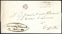 Cover 1858, Lettera Franchigia Da Marigliano Per Caserta, Sul Recto Ditale S.F. Nero, Annullo Delle Stazioni Sul Percors - Naples