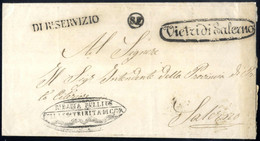 Cover 1858, Lettera Franchigia Da Vietri Di Salerno Per Salerno, Sul Recto Ditale S.F. Nero, Annullo Delle Stazioni Sul  - Naples