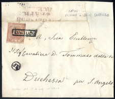 Cover 1858, Lettera Da Napoli Per S. Angelo Affrancata Con 2 Gr. Rosa Chiaro Bollo "ANNULLATO", Sul Verso Napoli 1858 /  - Naples