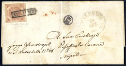 Cover 1858, Lettera Da Salerno Il 29.9 Per Napoli Affrancata Con Coppia 2 Gr. Rosa, A Lato Bollo Ditale S.F., Sul Verso  - Naples