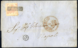 Cover 1859, Lettera Da Bari Il 2.5 Per Napoli Affrancata Con 2 Gr. Rosa Brunastro Bollo "ANNULLATO", Sul Recto Ditale S. - Naples