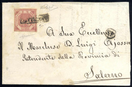 Cover 1859, Lettera Da Napoli Per Salerno Affrancata Con 2 Gr. Rosa Brunastro Bollo "ANNULLATO", Sul Recto Ditale S.F. N - Napoli